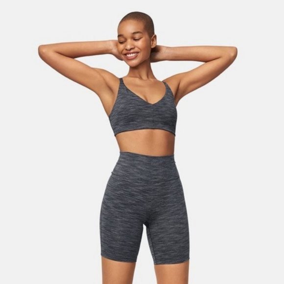 Outdoor Voices Freeform Set in Charcoal Shorts Bra